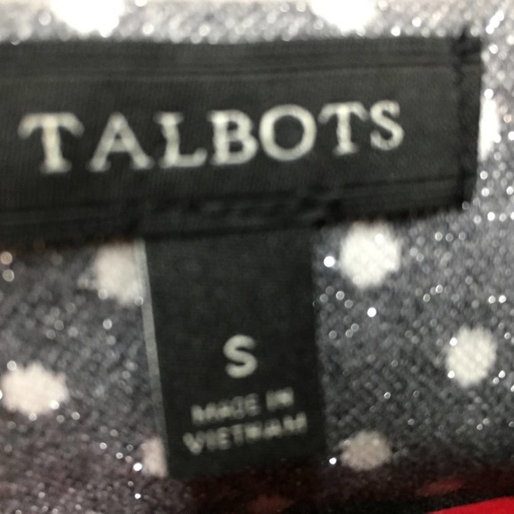 Talbots Gray & White Polka Dot Top w/ Silver Metallic Sparkle - Picture 7 of 16